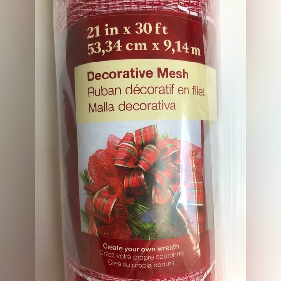 NEW 30 Ft Roll Holiday Red Mesh Ribbon & Christmas Bear Burlap Santa Sack - Picture 3 of 11